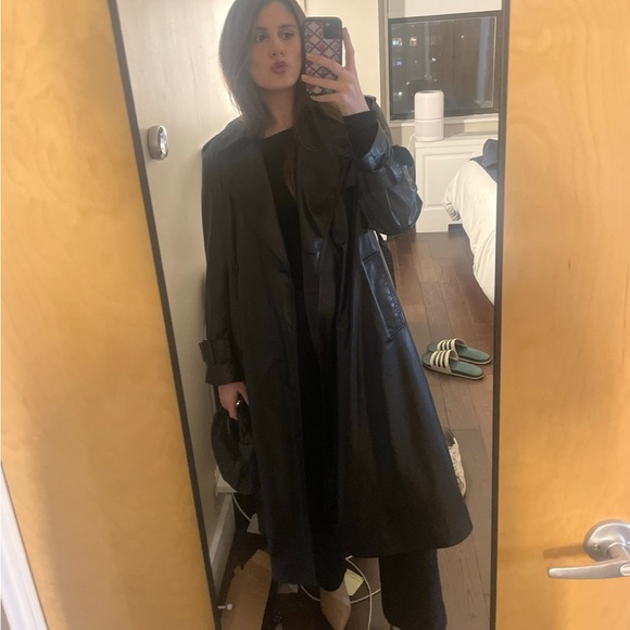 COPY - Zara Faux Leather Trench Coat - Picture 4 of 4
